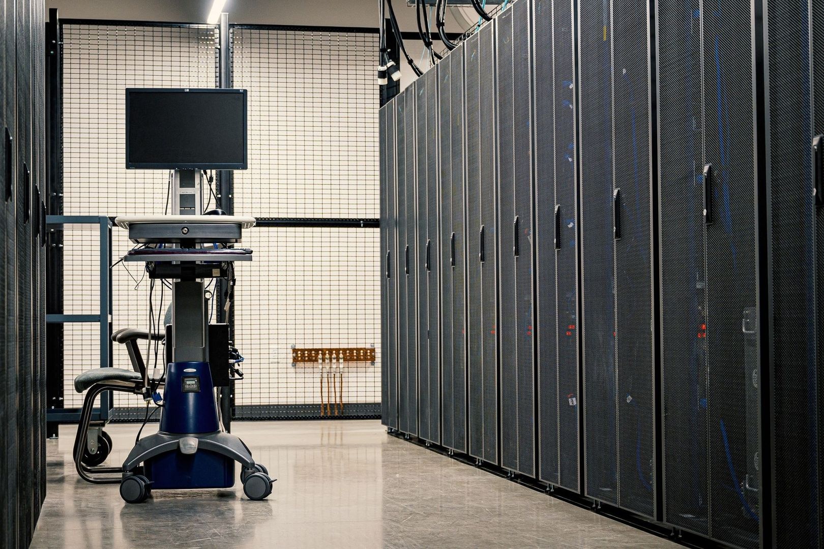 Server racks and monitoring equipment in a secure data center